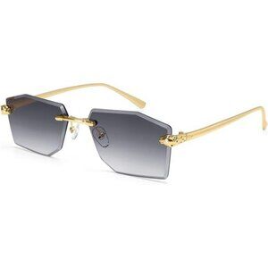 Rimless rectangle sunglasses clear tinted y2k unisex metal fashion shades